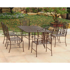 International Caravan Mandalay S/7 Iron Outdoor Dining Set - Rustic Brown - Outdoor Furniture