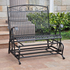 International Caravan Mandalay Double Iron Glider - Antique Black - Outdoor Furniture