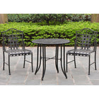 International Caravan Set of Three Mandalay Iron Bistro Set - Antique Black - Outdoor Furniture