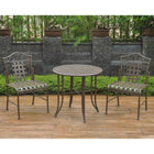 International Caravan Set of Three Mandalay Iron Bistro Set - Rustic Brown - Outdoor Furniture