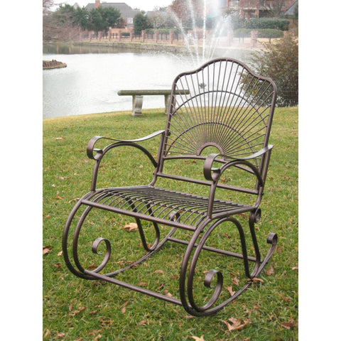 International Caravan Sun Ray Iron Rocker - Outdoor Furniture