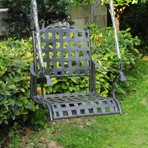 International Caravan Santa Fe Nailhead Single Swing - Rustic Brown - Outdoor Furniture