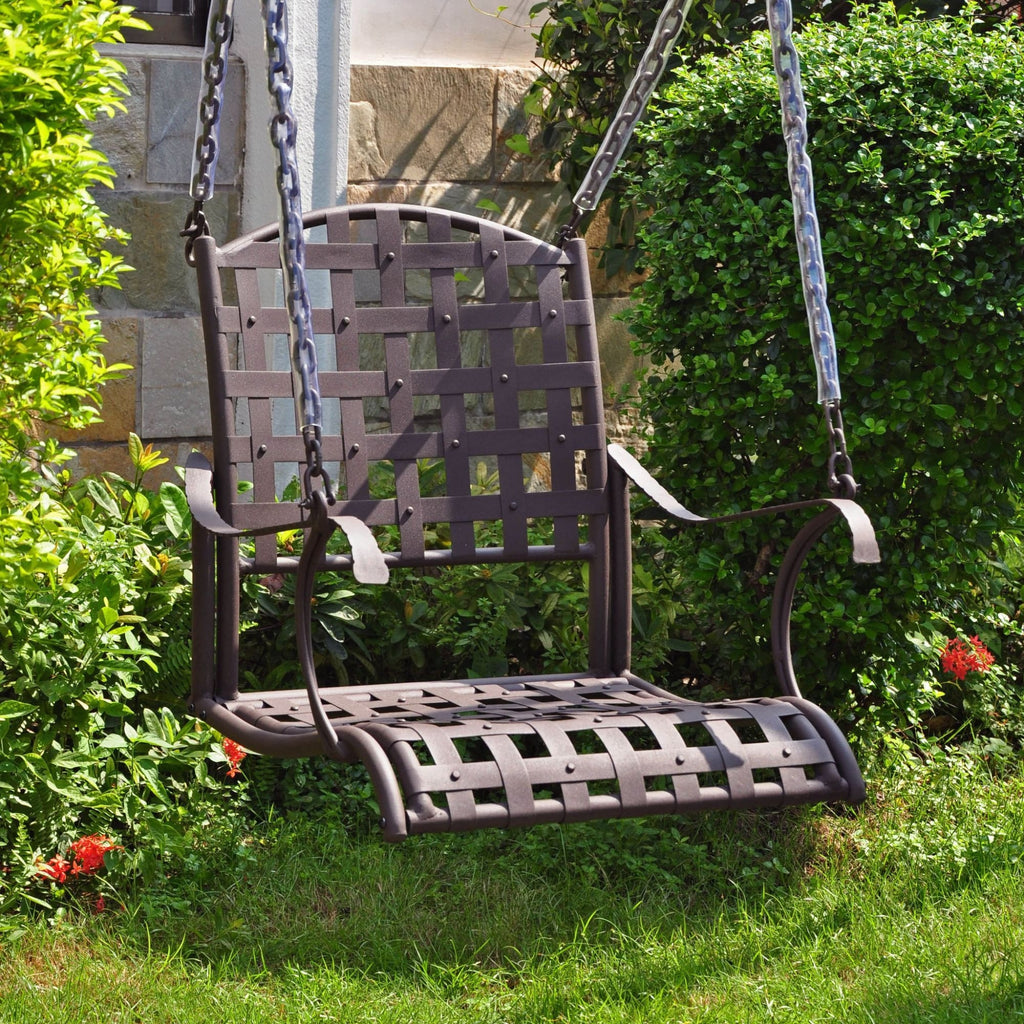 International Caravan Santa Fe Nailhead Single Swing - Rustic Brown - Outdoor Furniture