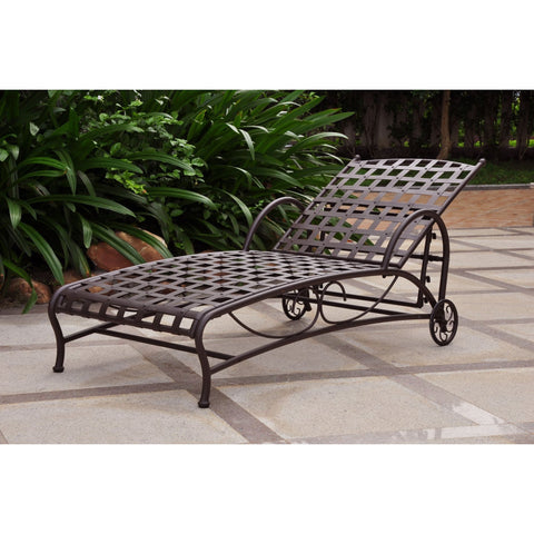 International Caravan Santa Fe Nailhead Single Multi Position Chaise Lounge - Antique Black - Outdoor Furniture