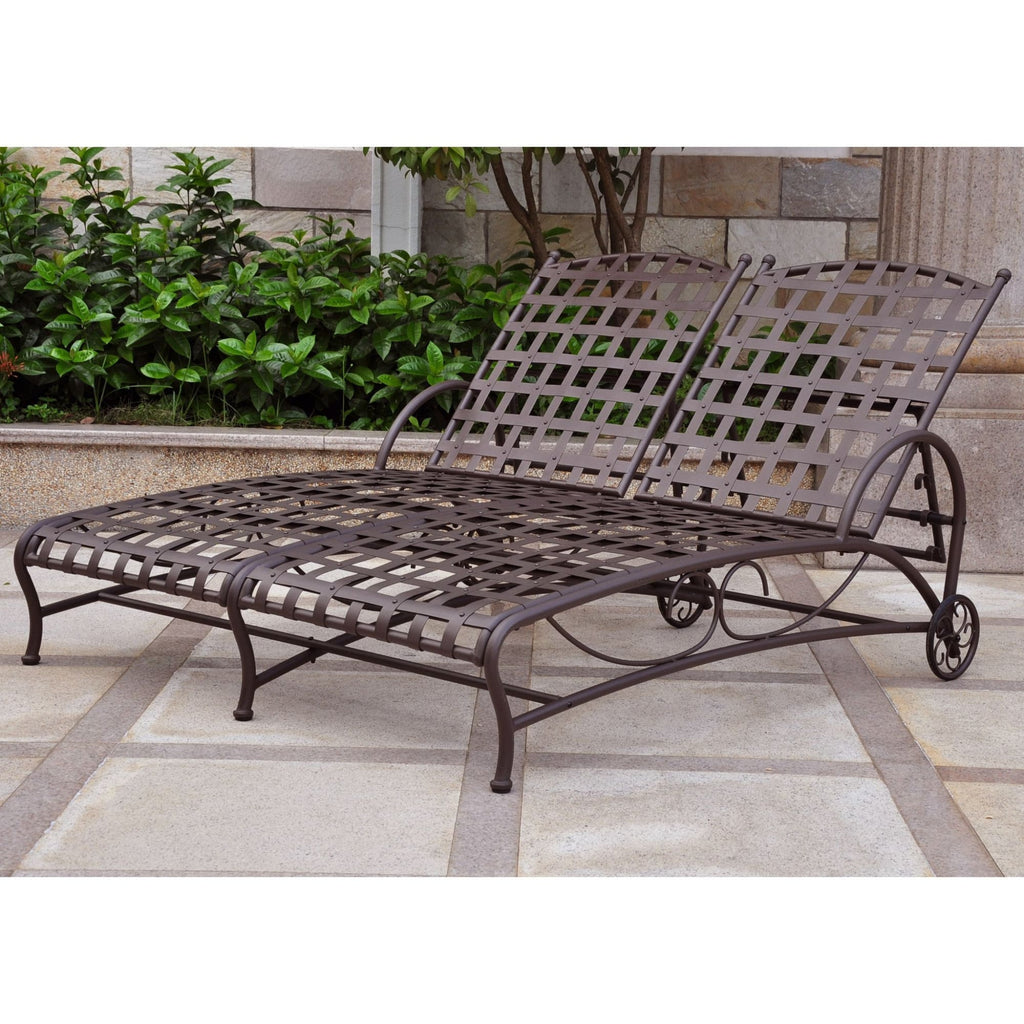 International Caravan Santa Fe Nailhead Double Multi Position Chaise Lounge - Rustic Brown - Outdoor Furniture