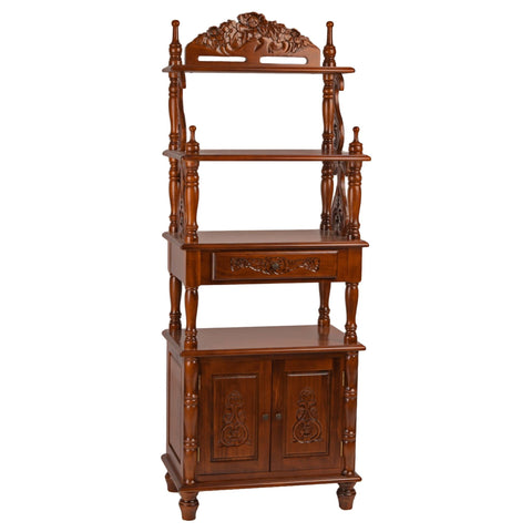 International Caravan Carved Wood 1 Drawer/2 Door Bookshelf - Shelves & Cases