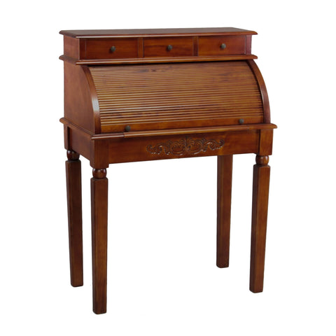 International Caravan Carved Wood Roll Top Desk - Other Tables