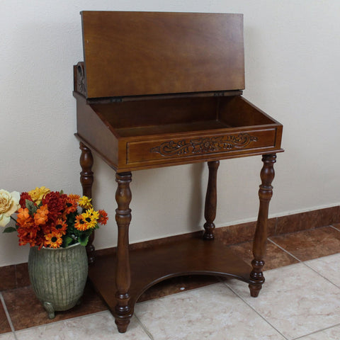 International Caravan Small Carve Writing Desk - Other Tables