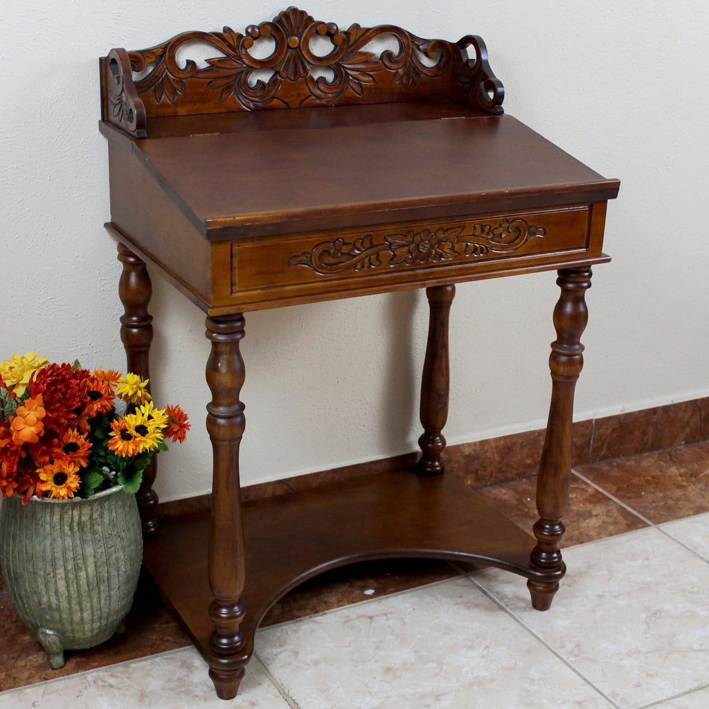 International Caravan Small Carve Writing Desk - Other Tables