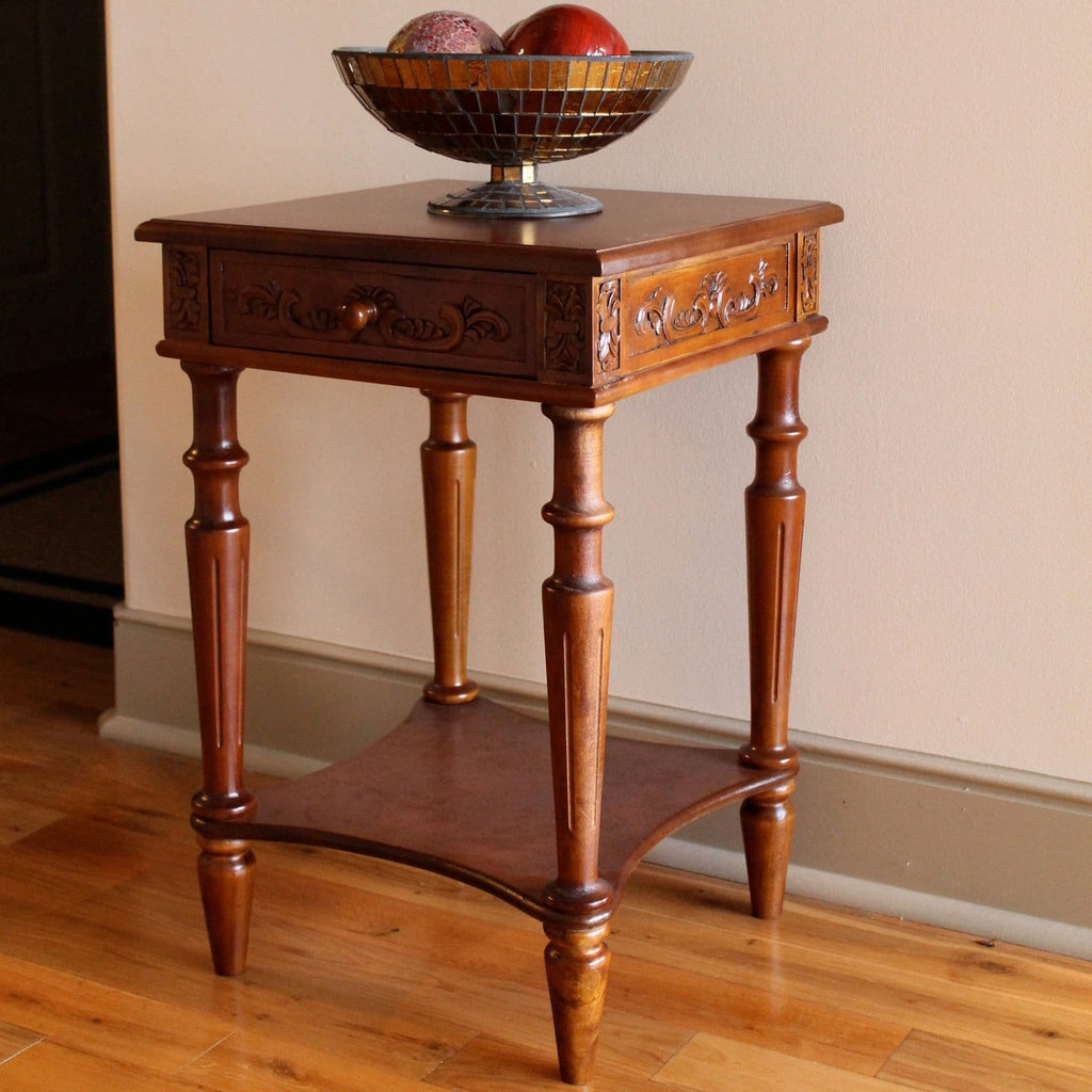 International Caravan Carved Wood Square Table - Other Tables
