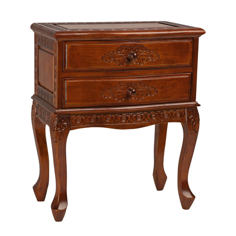 International Caravan Carved Wood Two Drawer Table - Drawers & Dressers