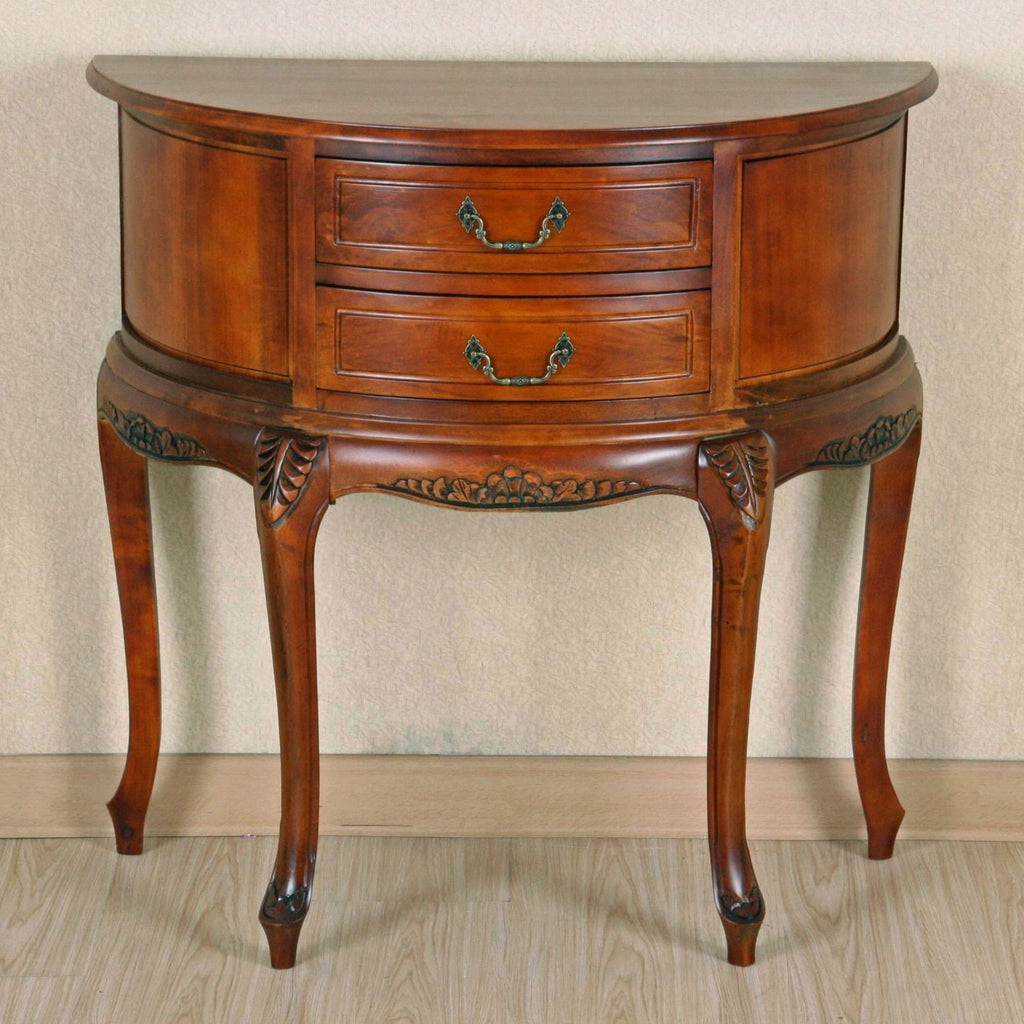 International Caravan Half Moon Wood Wall Table with Two Drawers - Other Tables