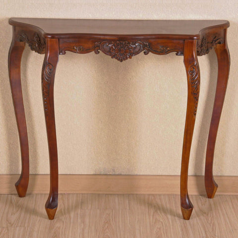 International Caravan Carved Four Leg Scalloped Wall Table - Other Tables