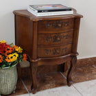 International Caravan Carved Wood Three Drawer Scalloped Night Stand - Other Tables