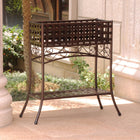 International Caravan Mandalay Iron Rectangular Plant Stand - Bronze - Outdoor Furniture