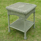 International Caravan PVC Resin and Steel Outdoor Side Table - Antique Moss - Outdoor Furniture