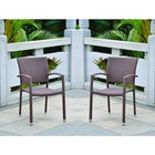 International Caravan Barcelona Set of Two Resin Wicker Square Back Dining Chair - Light Brown - Dining Chairs
