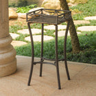 International Caravan Valencia Resin Wicker/Steel Square Plant Stand - Antique Brown - Outdoor Furniture