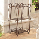International Caravan Santa Fe Iron Nailhead 3-Tier Plant/Utility Shelf - Bronze - Outdoor Furniture