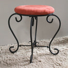 International Caravan Round Iron Vanity Stool with Cushion - Terra Cotta - Stools
