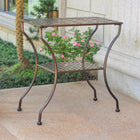International Caravan Mandalay Iron Rectangular 2 Tier Table - Bronze - Outdoor Furniture