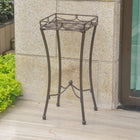 International Caravan Santa Fe Iron Nailhead Square Plant Stand - Bronze - Outdoor Furniture