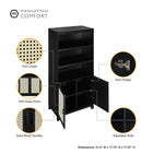 Manhattan Comfort Sheridan Modern Cane 4-Piece Set: Bookcase, TV Stand, Sideboard, End Table in Black