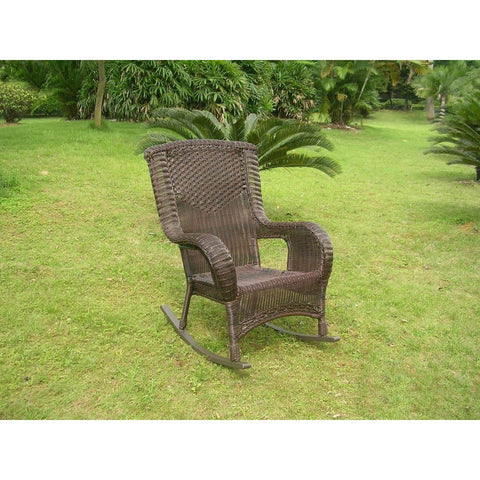 International Caravan San Tropez Resin Wicker Aluminum Rocker - White - Outdoor Furniture