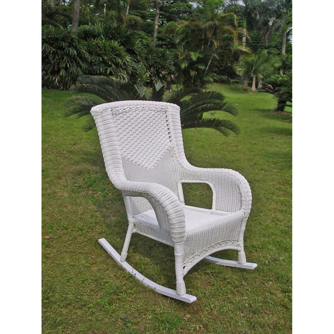 International Caravan San Tropez Resin Wicker Aluminum Rocker - White - Outdoor Furniture