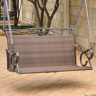 International Caravan Valencia Resin Wicker/Steel Loveseat Swing - Antique Brown - Outdoor Furniture