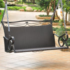 International Caravan Valencia Resin Wicker/Steel Loveseat Swing - Black Antique - Outdoor Furniture