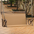 International Caravan Valencia Resin Wicker/Steel Loveseat Swing - Honey - Outdoor Furniture