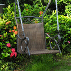 International Caravan Valencia Resin Wicker/Steel Single Chair Swing - Antique Brown - Outdoor Furniture