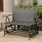 International Caravan Valencia Resin Wicker/Steel Double Glider - Black Antique - Outdoor Furniture