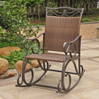 International Caravan Valencia Resin Wicker/Steel Rocker - Antique Brown - Outdoor Furniture