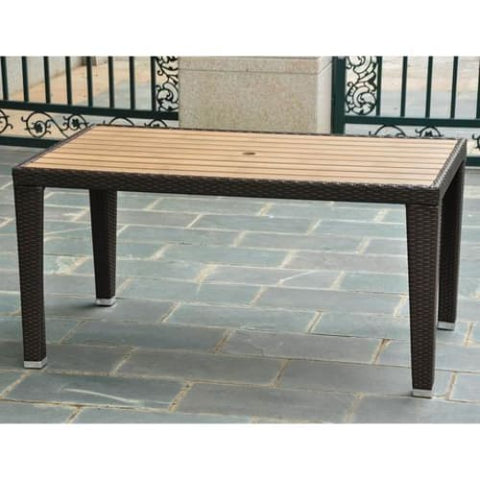 International Caravan Barcelona Resin Wicker/Aluminum Rectangular Dining Table - Honey - Outdoor Furniture