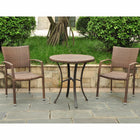 International Caravan Set of Three Barcelona Resin Wicker Bistro Group - Light Brown - Outdoor Furniture