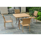 International Caravan Set of 5 Barcelona Resin Wicker Square Dining Group - Honey - Outdoor Furniture