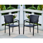 International Caravan Barcelona Set of Two Resin Wicker Square Back Dining Chair - Black - Dining Chairs