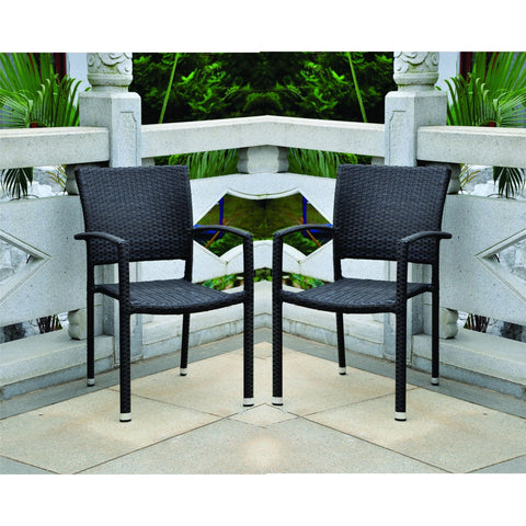 International Caravan Barcelona Set of Two Resin Wicker Square Back Dining Chair - Chocolate - Dining Chairs
