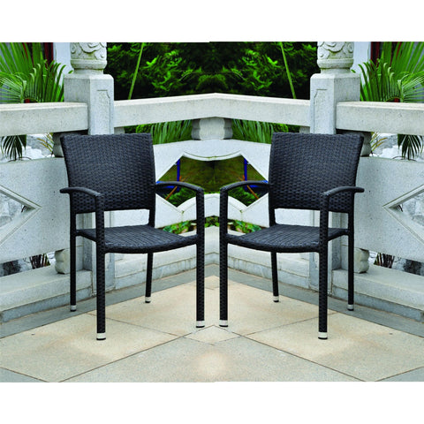 International Caravan Barcelona Set of Two Resin Wicker Square Back Dining Chair - Chocolate - Dining Chairs