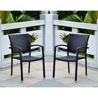 International Caravan Set of Four Barcelona Resin Wicker Square Back Dining Chair - Black - Dining Chairs