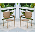 International Caravan Set of Four Barcelona Resin Wicker Square Back Dining Chair - Honey - Dining Chairs