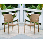 International Caravan Set of Four Barcelona Resin Wicker Square Back Dining Chair - Honey - Dining Chairs