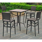 International Caravan Barcelona Set of Five Resin Wicker/Aluminum Bar Bistro Set - Black Antique - Outdoor Furniture