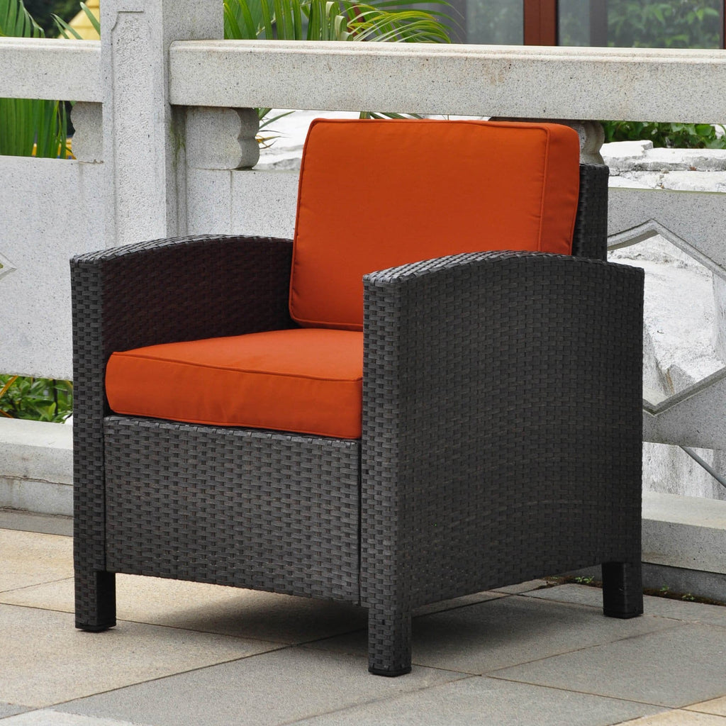 International Caravan Barcelona Aluminum/Resin Chair w/Cushions - Black Antique - Outdoor Furniture