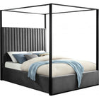 Meridian Furniture Jax Velvet Queen Bed - Grey - Bedroom Beds