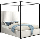 Meridian Furniture Jax Velvet King Bed - Cream - Bedroom Beds
