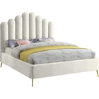 Meridian Furniture Lily Velvet Queen Bed - Cream - Bedroom Beds