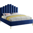 Meridian Furniture Lily Velvet Queen Bed - Navy - Bedroom Beds